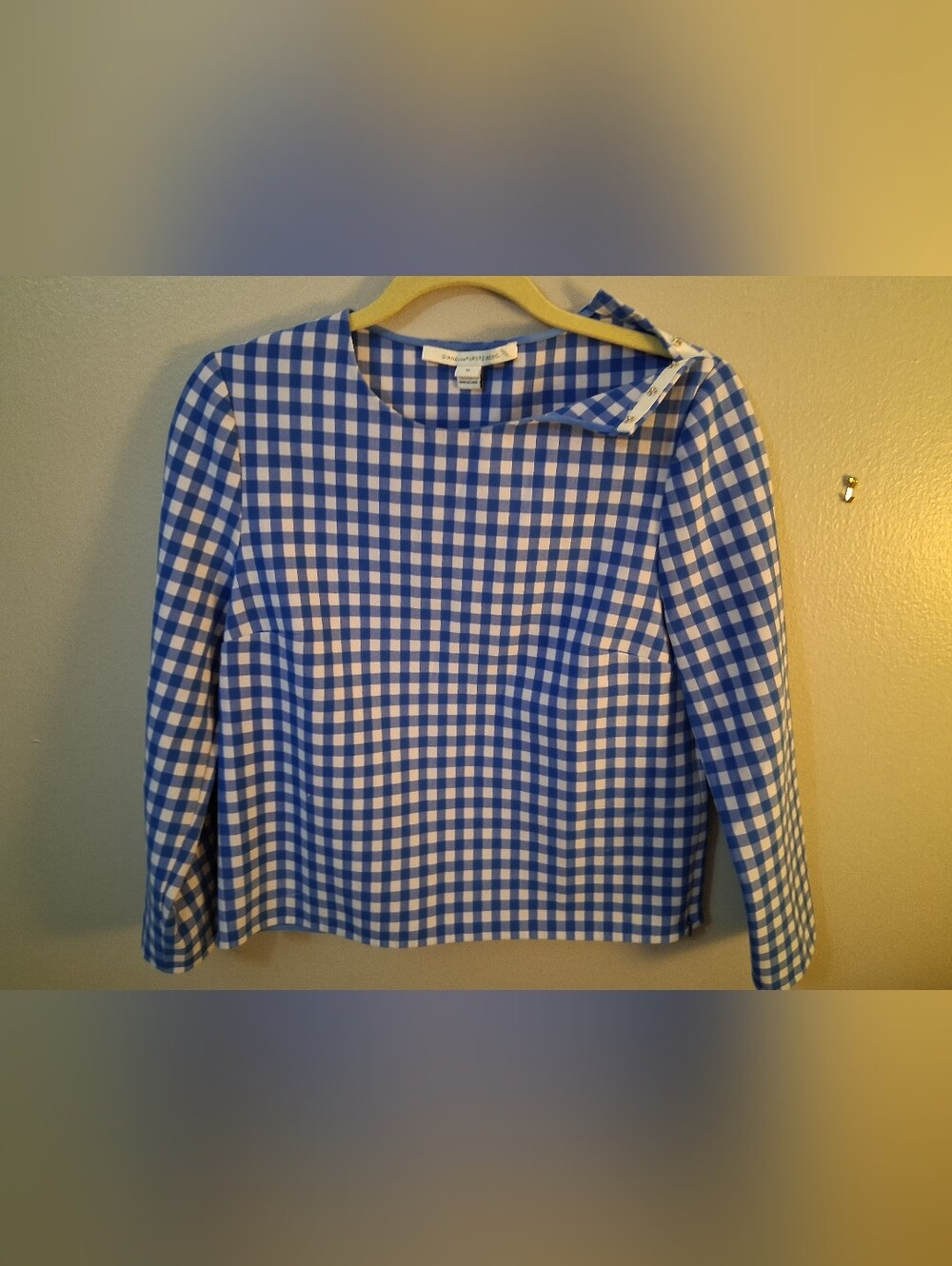 Diane Von Furstenberg Gingham Print Top Size 10